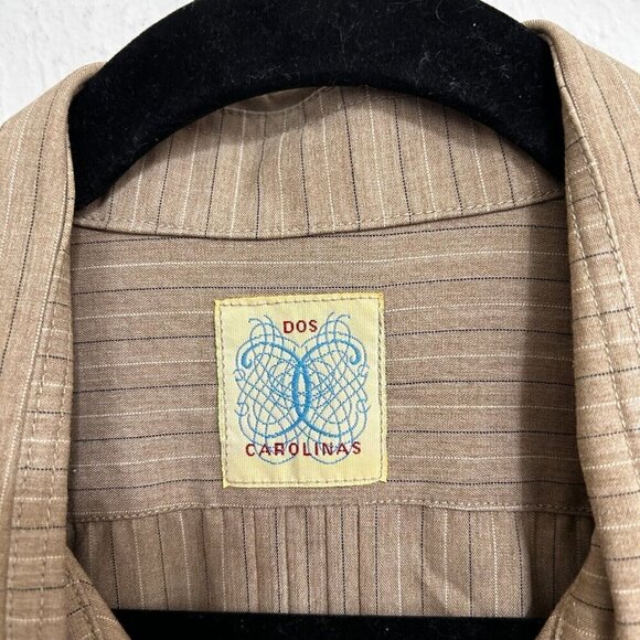 Dos Carolinas Guayabera Shirt Men's Button Up Long Sleeve 2 pockets Size XXL Tan - Picture 7 of 11